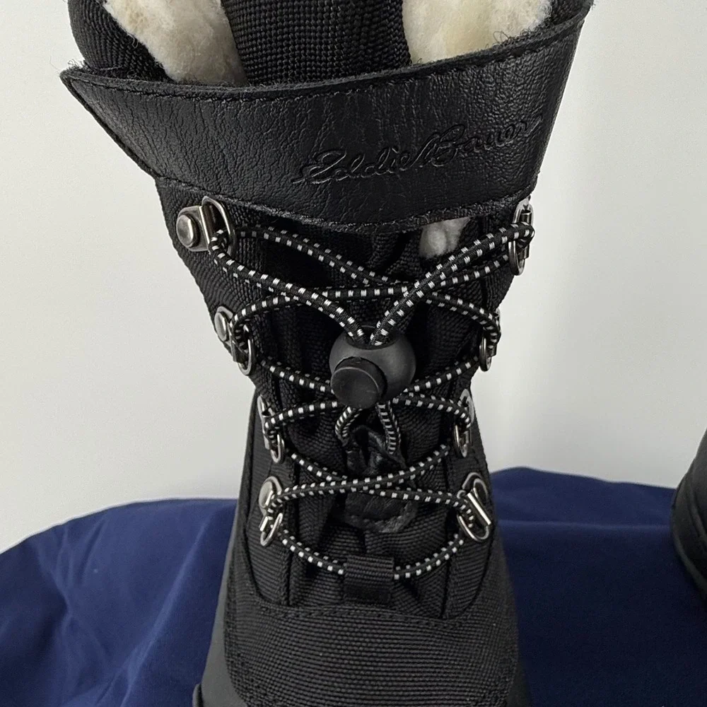 Eddie Bauer Kids 2 Black Waterproof Insulated Sherpa Winter Snow Boots Winter‎